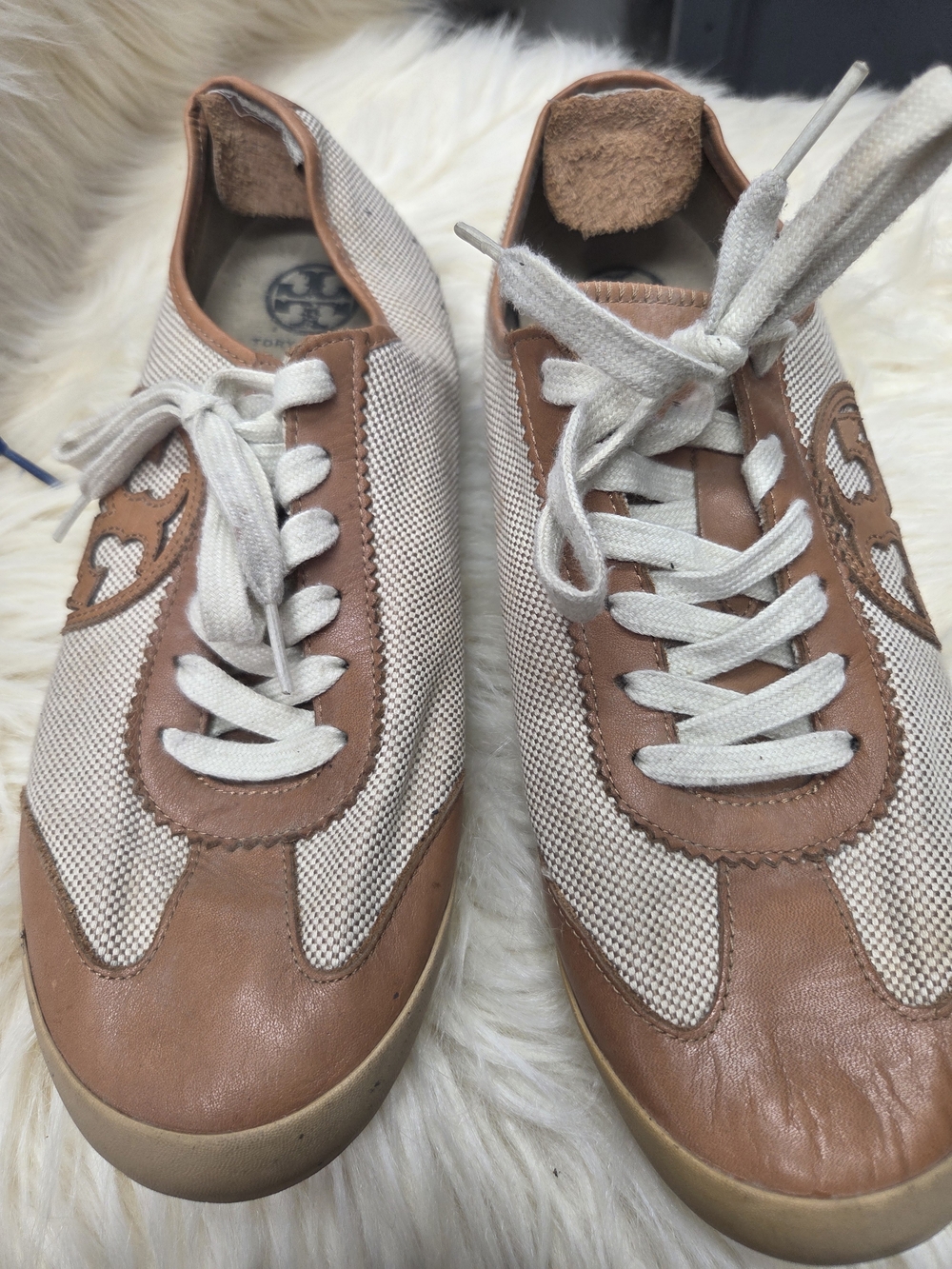 Tory Burch Tan & Cream Low-Top Sneakers